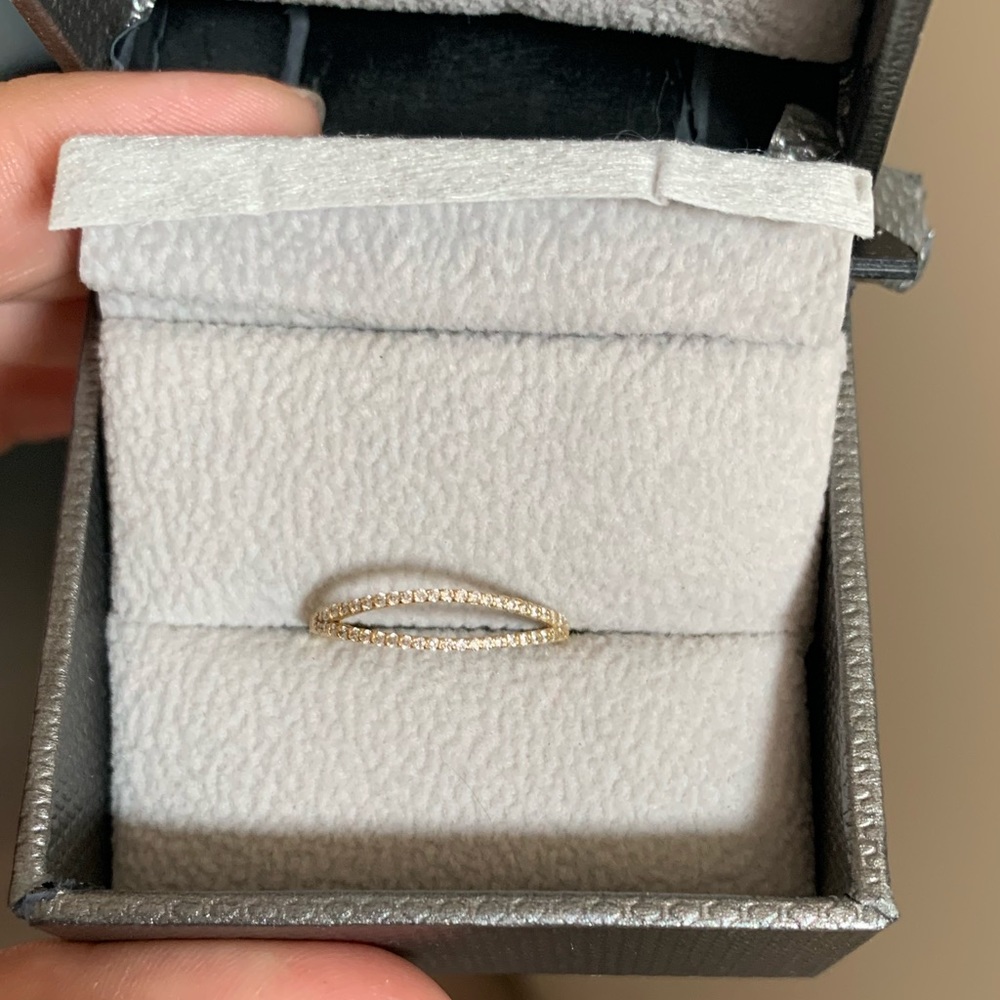 Bony Levy 18k Kiera Two-Row Diamond Ring Size 6.5